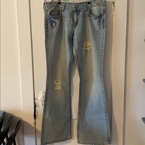 Jimmy’s long distressed flare jeans